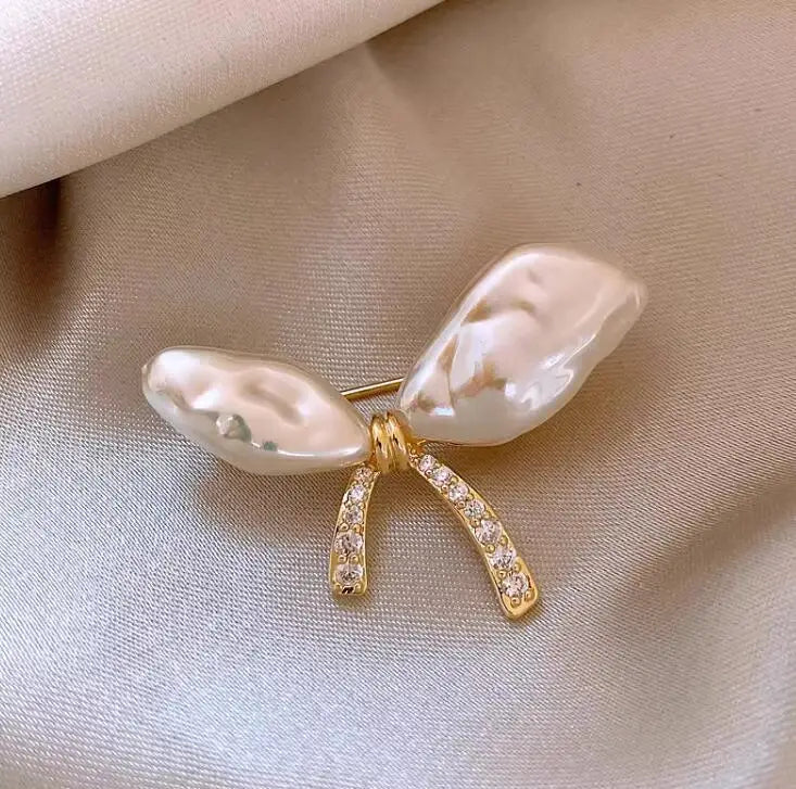 Pearl Bow Brooch For Women Vintage Luxury Jewelry Gifts