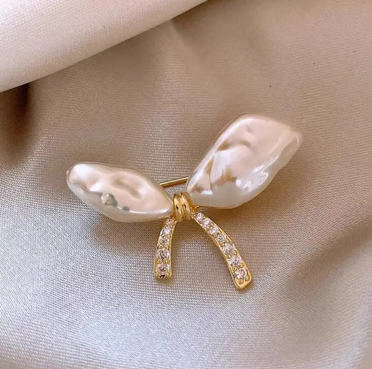 Pearl Bow Brooch For Women Vintage Luxury Jewelry Gifts