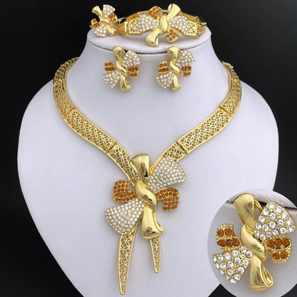 Italy 18K Gold Plated Women’s 4pcs  Bowknot Jewelry Classic Set