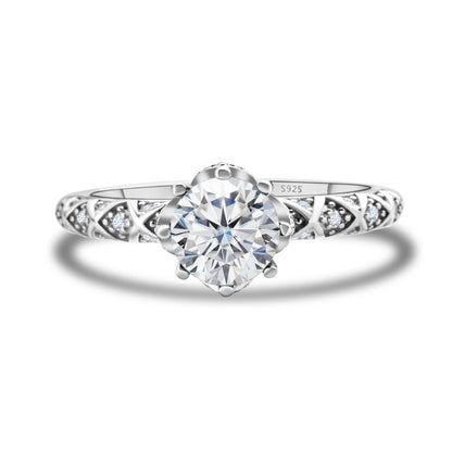 1 Carat 6.5mm D Color Moissanite Engagement Ring 925 Sterling Silver