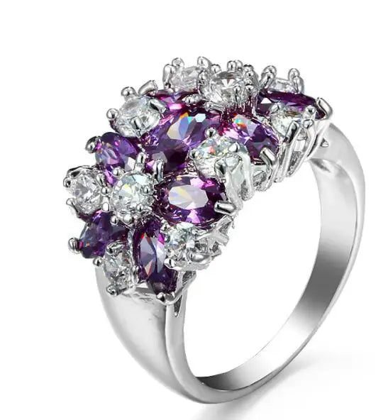 925 Sterling Silver Cubic Zirconia Crystal Ring for Women Jewelry Gifts