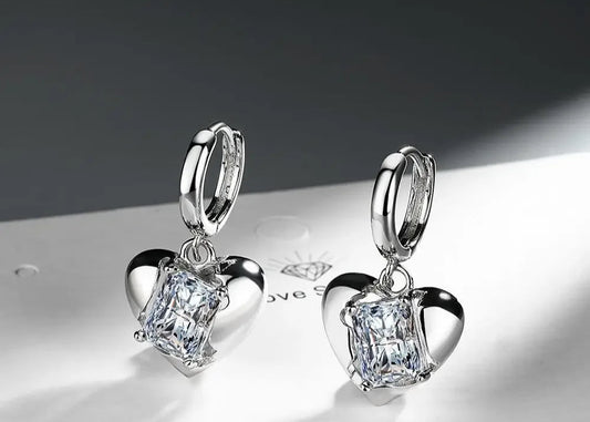 S925 Sterling Silver Love Earrings Elegant Sparkle for Girls