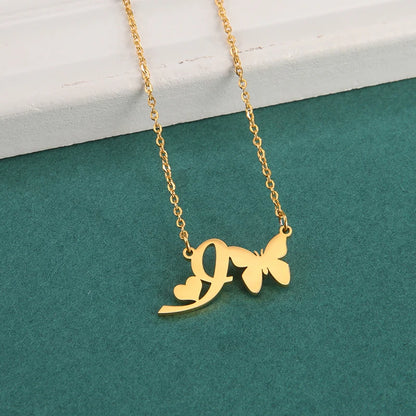 New Fashion 26 Initials Letter Pendant Butterfly Necklace