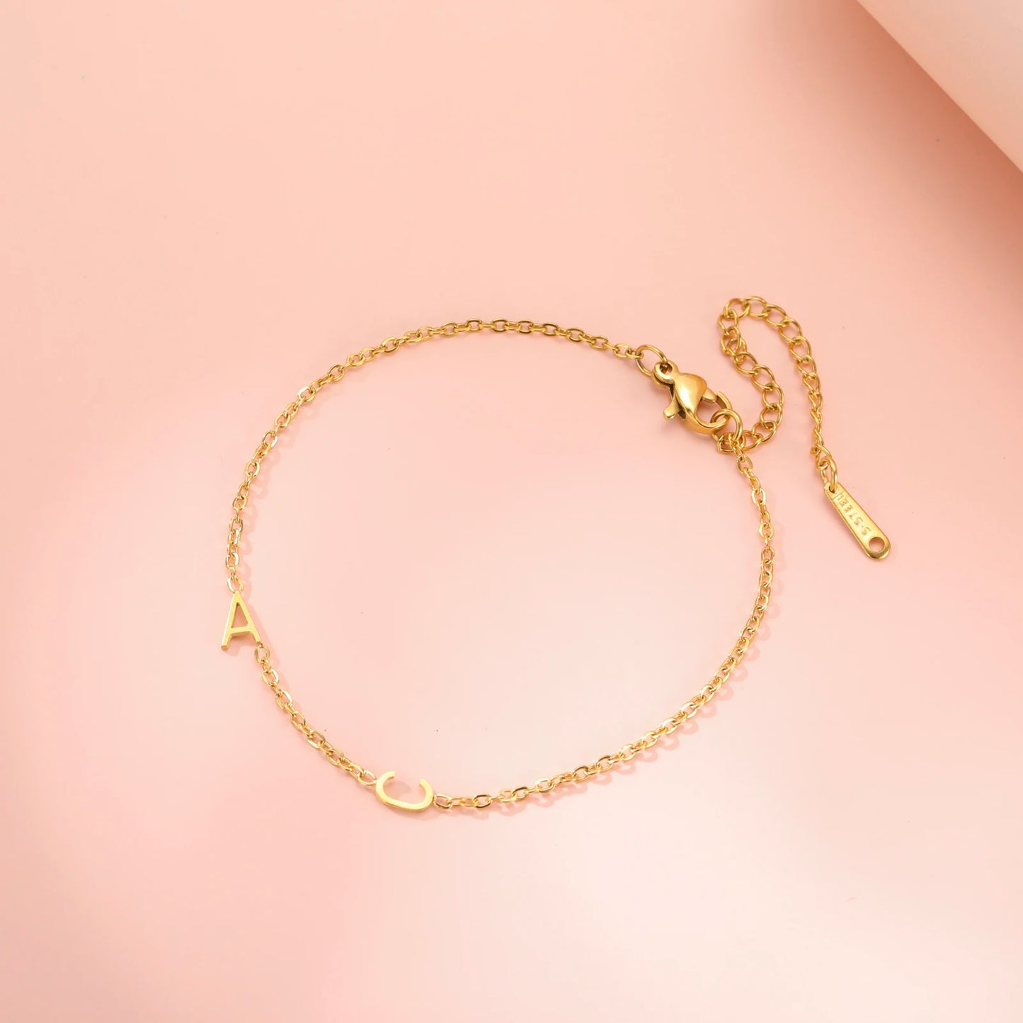Custom Initial Letter Bracelet For Women - Stainless Steel