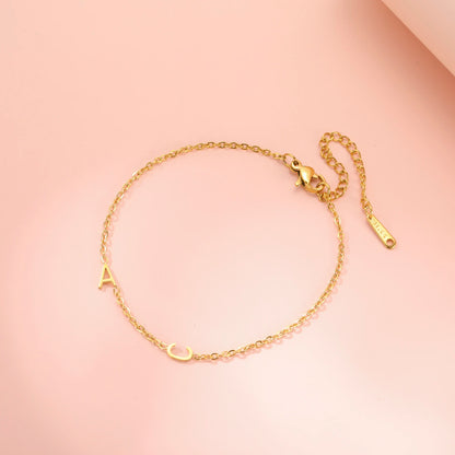 Custom Initial Letter Bracelet For Women - Stainless Steel