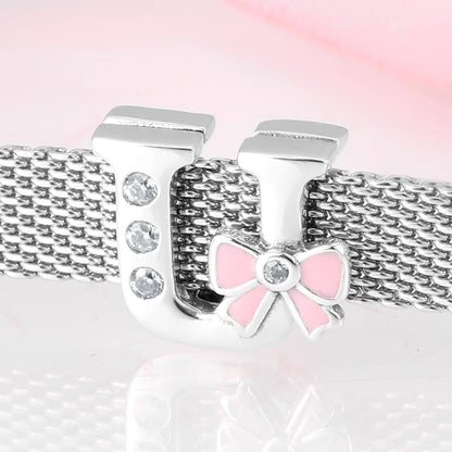 Top quality 925 Sterling Silver Letter A to Z Zircon clips Beads