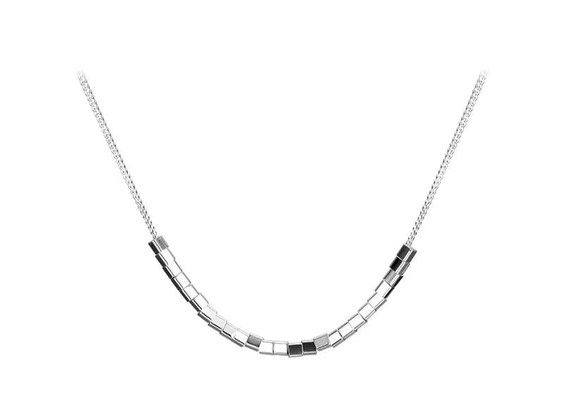 New 925 Sterling Silver Geometry square Necklaces Pendant Silver Jewelry