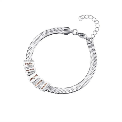 UNIQUEURA Custom Names Beaded Bracelet Stainless Steel Unisex Jewellery Gift