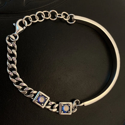 New Arrival 925 Sterling Silver Trendy Purple Crystal Graffiti Vintage Lady Charm Bracelets