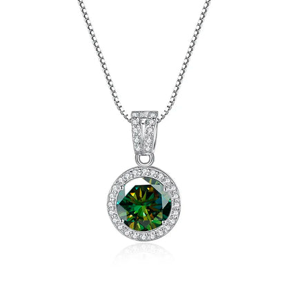 1 Carat Moissanite Diamond Pendant Necklaces For Women 925 Sterling Silver