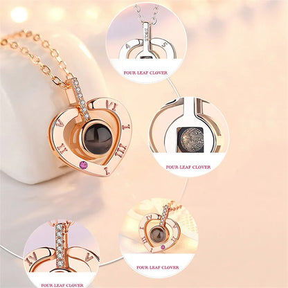 I Love You Projection S925 Necklace – 100 Languages with Rose Gift Box