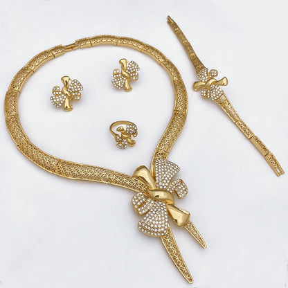 Italy 18K Gold Plated Women’s 4pcs  Bowknot Jewelry Classic Set
