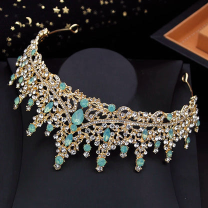Vintage Royal Queen Bridal Wedding Crown with Jewelry Sets For Women