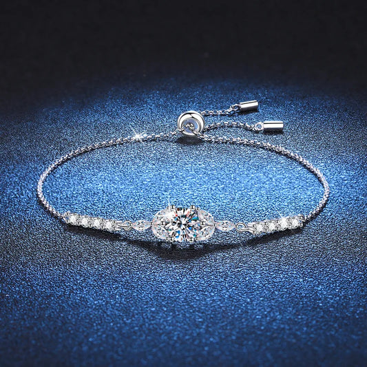 GRA Certified 1CT Moissanite Bracelet for Women S925 Sterling Silver Fine Jewelry