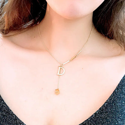 Initial Letter Stainless Steel Pendant Necklace for Women
