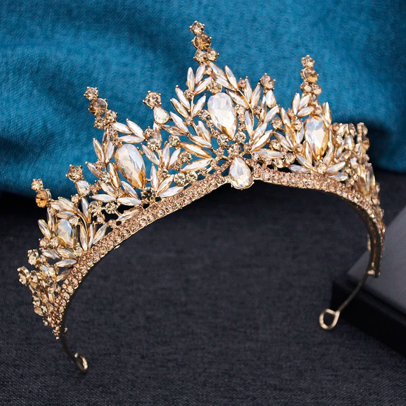 Baroque Wedding Crown for Bride 3-pack Tiara Earrings Necklace Bridal Jewelry Set
