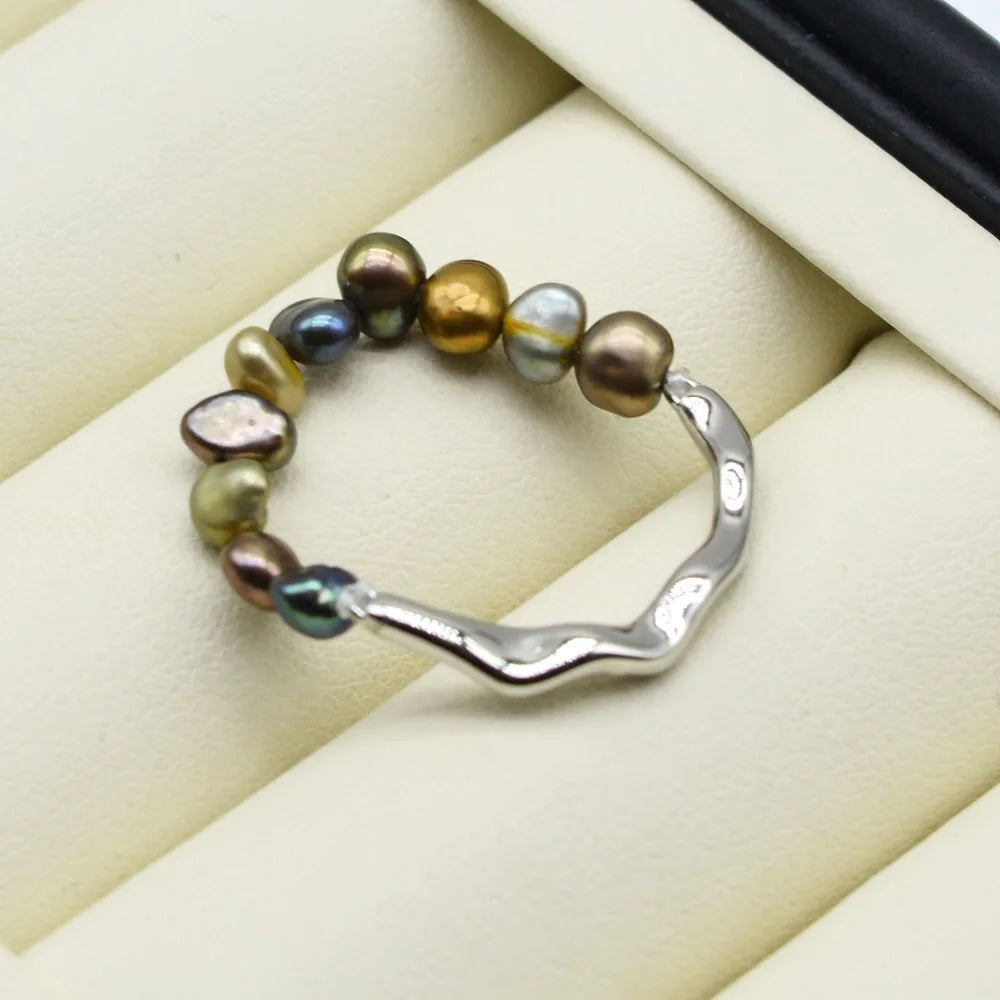 Colorful Small Baroque Pearl Ring – Irregular Freshwater Pearl Jewelry