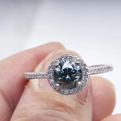 New Grey Color 1CT Moissanite Ladies Ring 925 Silver Jewerly