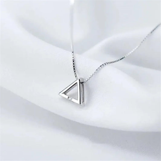 925 Sterling Silver Triangle Jewelry Geometric Single Crystal Clavicle Chain Necklaces