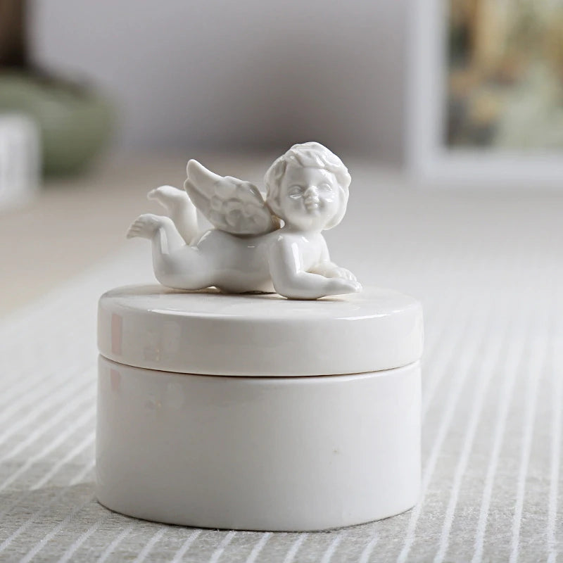 European Ceramic Angel Jewelry Box – Wedding Gift & Home Decor