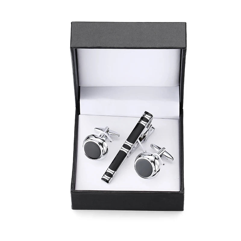 Cufflinks and Tie Clip Set Men's French Shirt Cufflinks