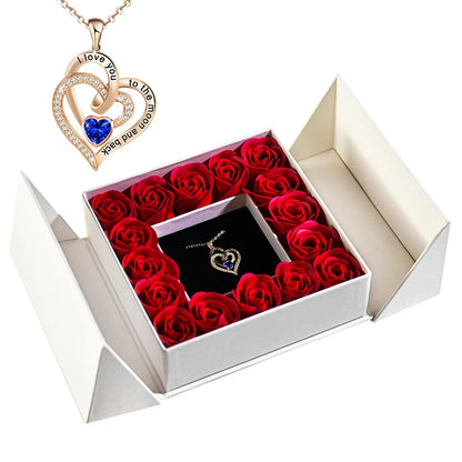 Elegant Pendant Necklace with Eternal Soap Rose Gift Box