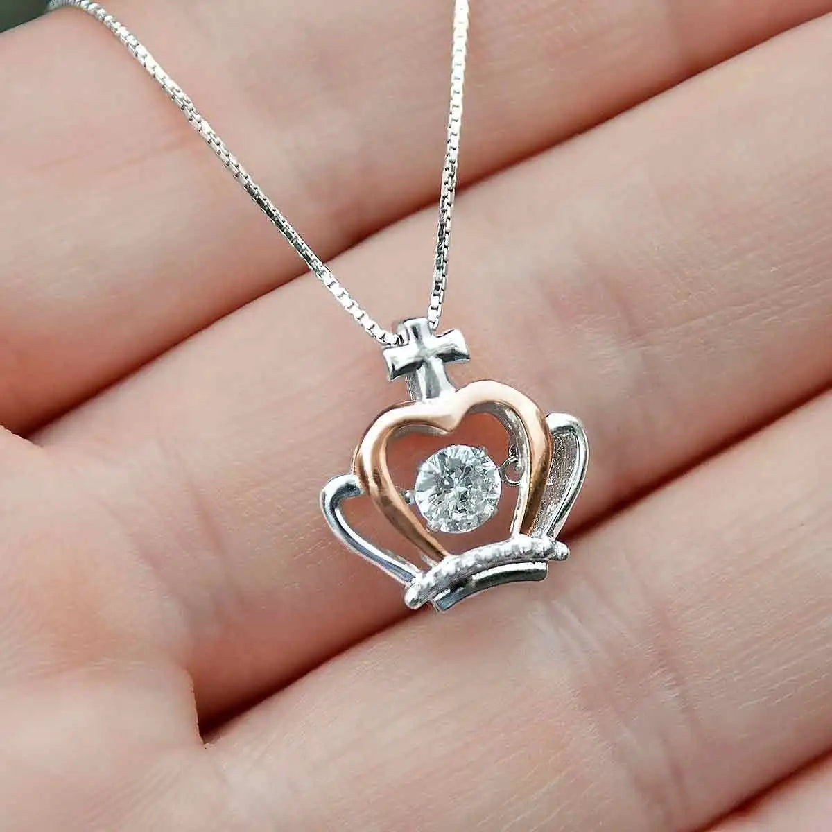 Trendy Crown Zircon Pendant Necklace – A Royal Gift for Your Wife