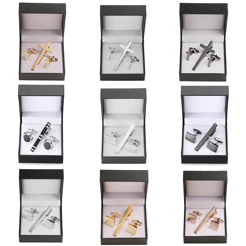 Cufflinks and Tie Clip Set Men's French Shirt Cufflinks