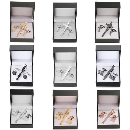 Cufflinks and Tie Clip Set Men's French Shirt Cufflinks