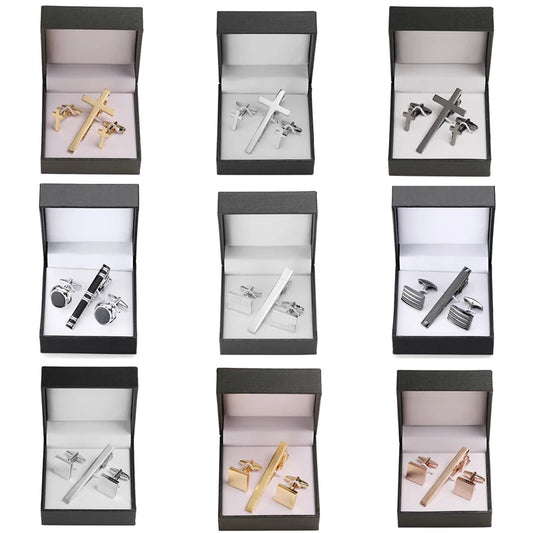 Cufflinks and Tie Clip Set Men's French Shirt Cufflinks