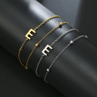 New Fashion A-Z Letter Double Layer Bracelets Simple Stainless