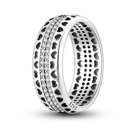 925 Sterling Silver Geometric Overlapping Zircon Rings