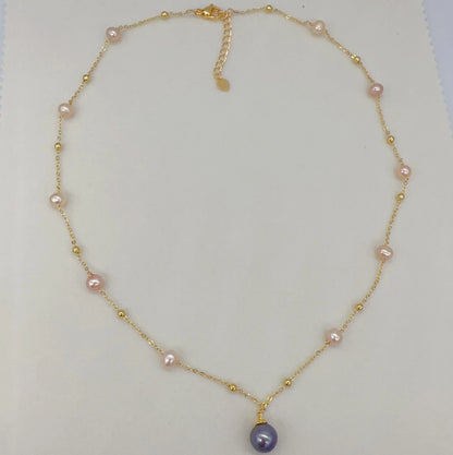 Pearl Necklace 18K Gold Plated Big Round Pearl Pendant Jewelry