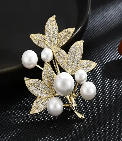 Luxury Snowflake Pearl Crystal Brooch For Women's Jewelry