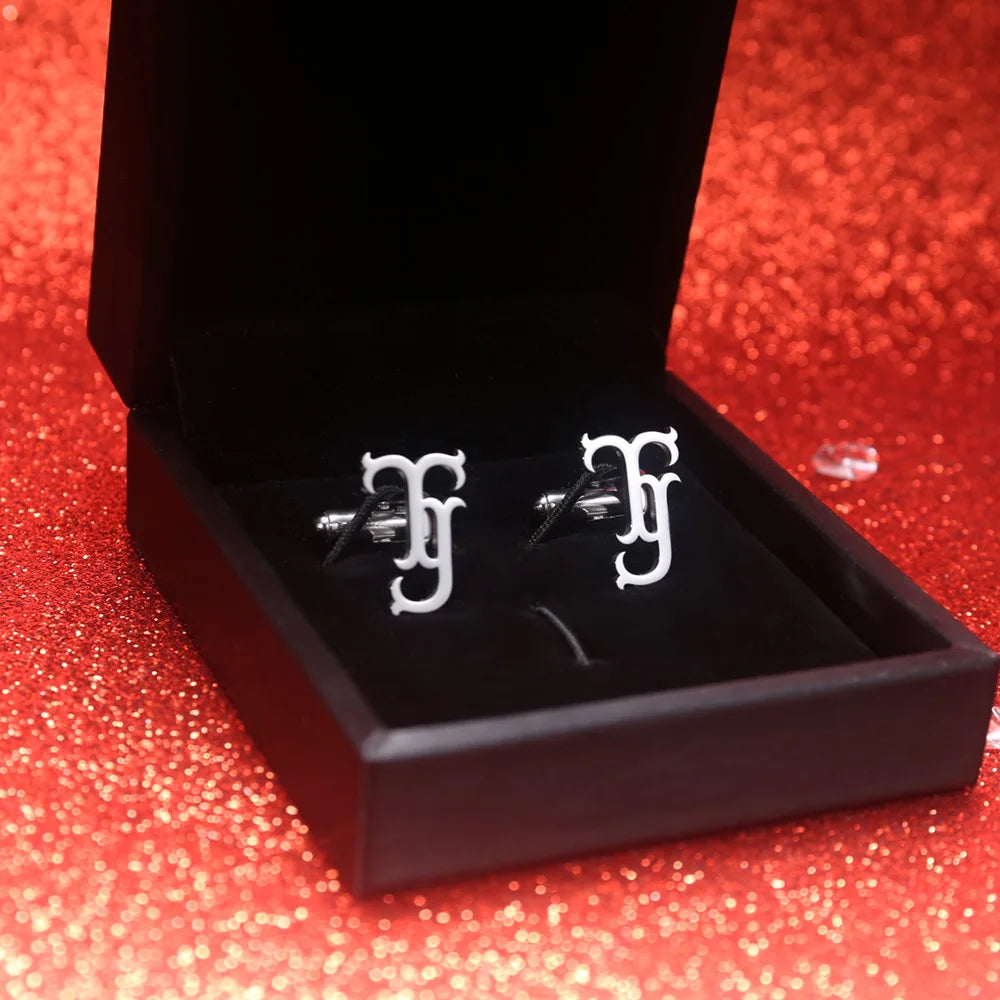 Personalized Initials Stainless steel Cufflinks for Men with PU Gift Box