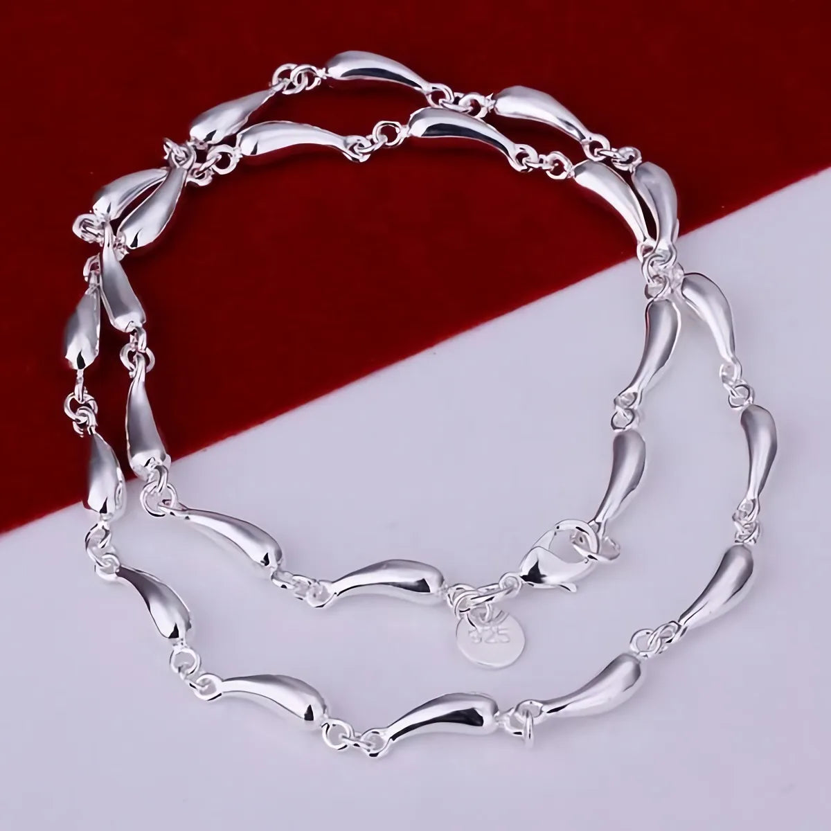 S925 Silver Water Drop Necklace Earrings Bracelet Jewelry Sets