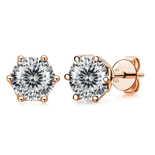 GRA Certified Moissanite S925 Stud Earrings 0.5ct–1ct D Color