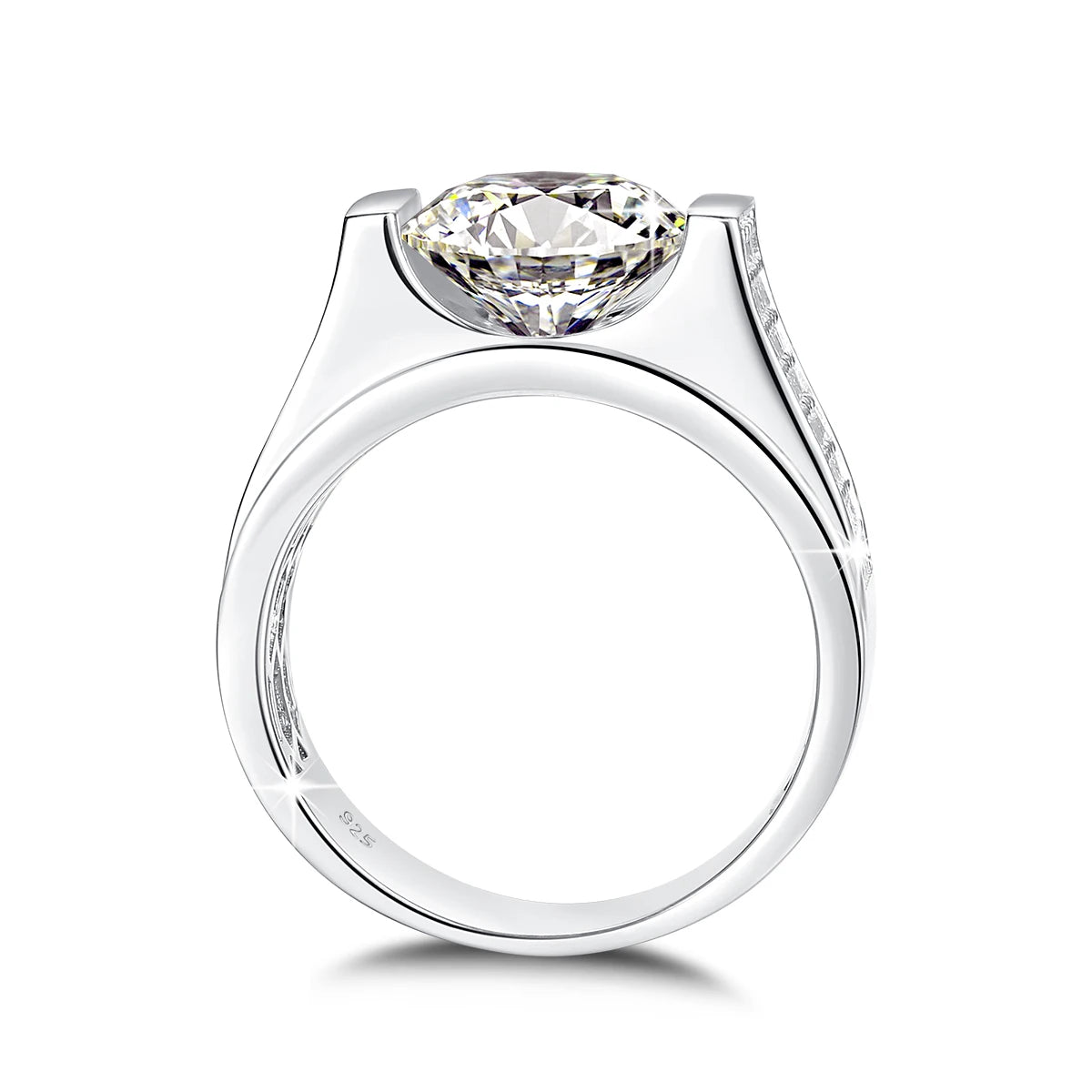 4CT, 10MM Moissanite Men’s Ring 925 Silver Hip Hop Jewelry With Certificate