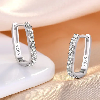 925 Sterling Silver charms Crystal Zircon Circle Hoop Earrings for Woman