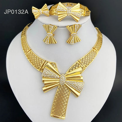 Italy 18K Gold Plated Women’s 4pcs  Bowknot Jewelry Classic Set