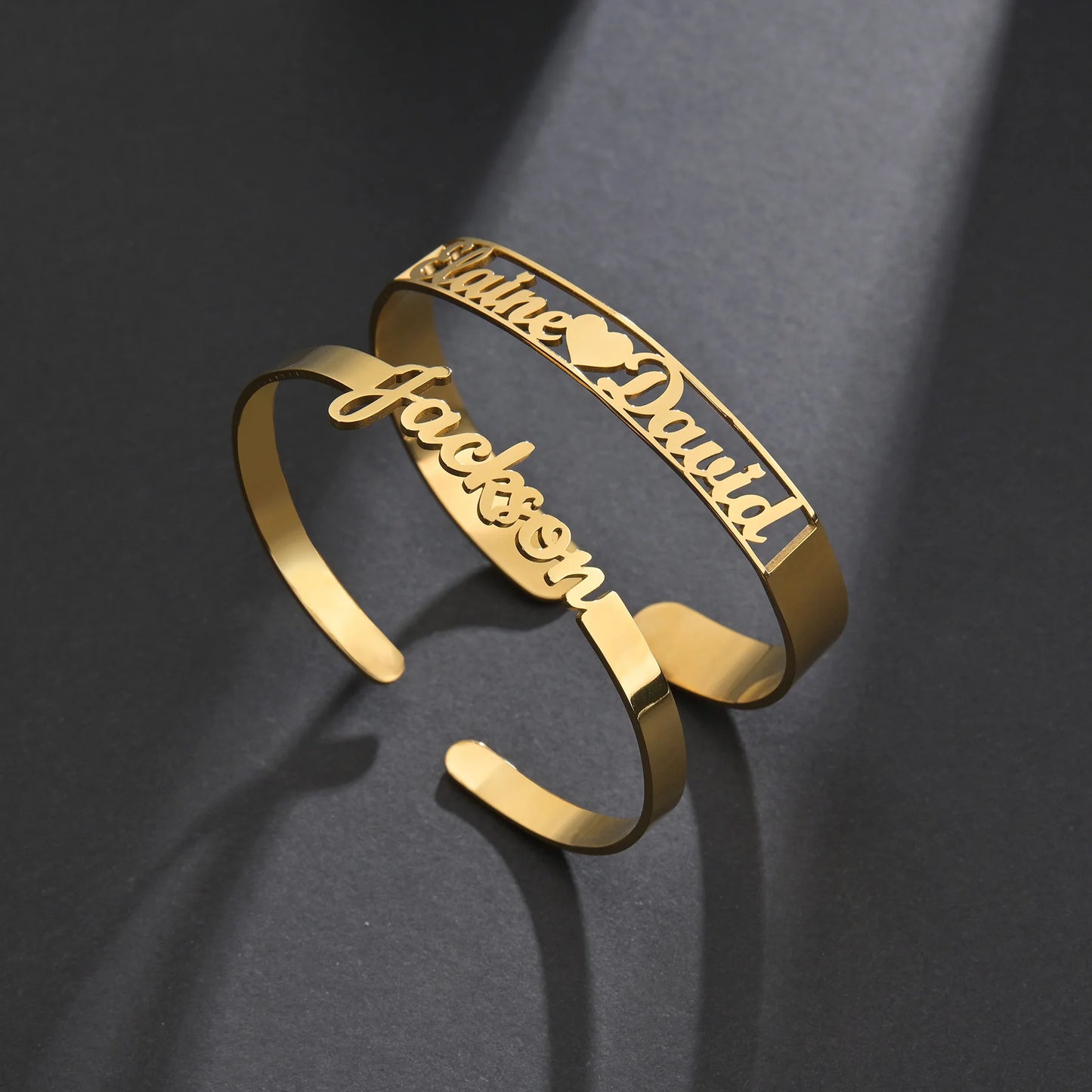 Customized Letters Name Bracelet for Women Men Stainless Steel Jewelry Personalized Heart Bangle