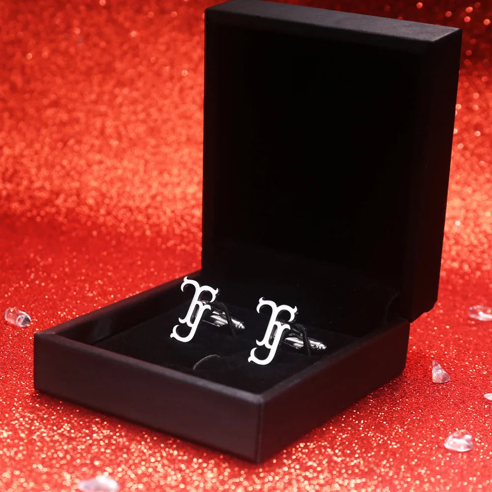 Personalized Initials Stainless steel Cufflinks for Men with PU Gift Box