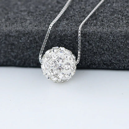 S925 Pure Silver Necklace – Elegant Crystal Ball Chain Design