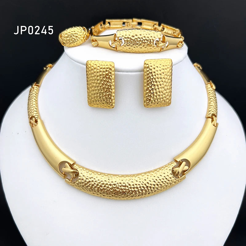 Italian Luxury 4-Piece Jewelry Set – Necklace, Earrings, Ring & Bracelet