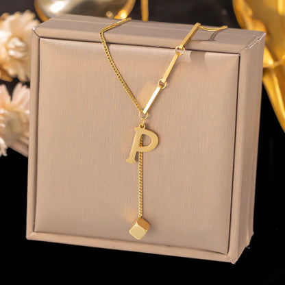 Initial Letter Stainless Steel Pendant Necklace for Women