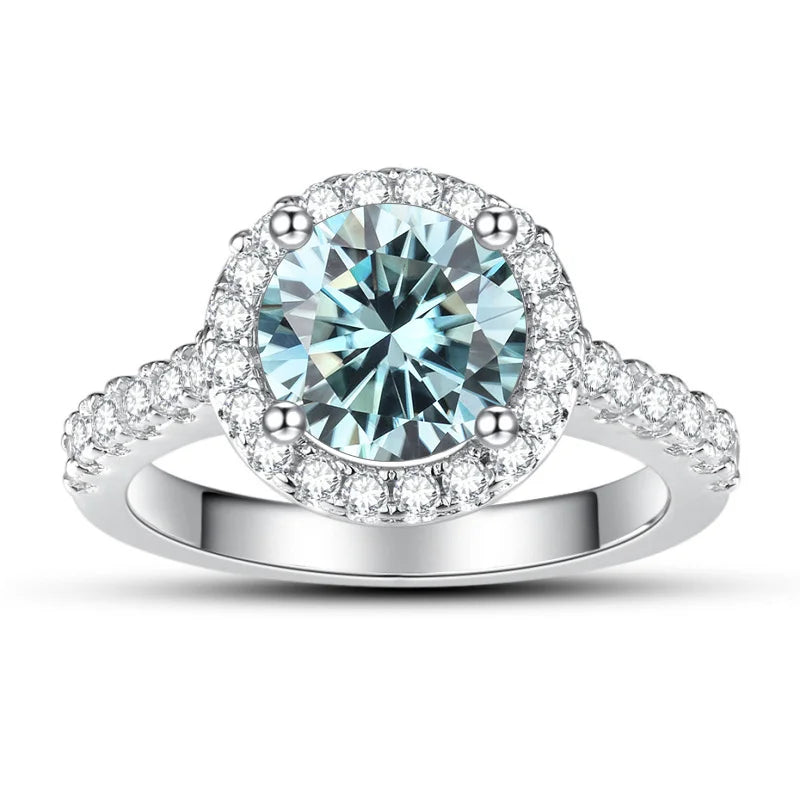 New Grey Color 1CT Moissanite Ladies Ring 925 Silver Jewerly
