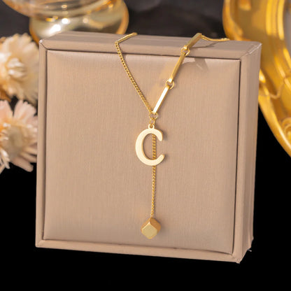 Initial Letter Stainless Steel Pendant Necklace for Women