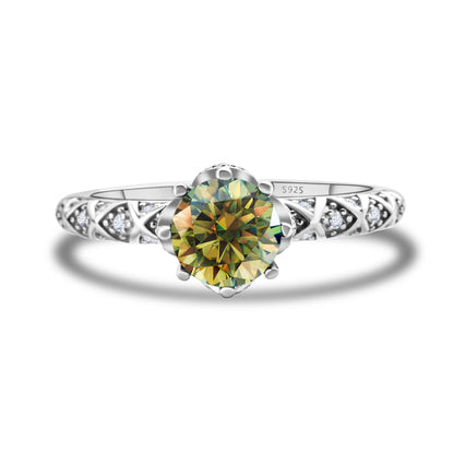 1 Carat 6.5mm D Color Moissanite Engagement Ring 925 Sterling Silver