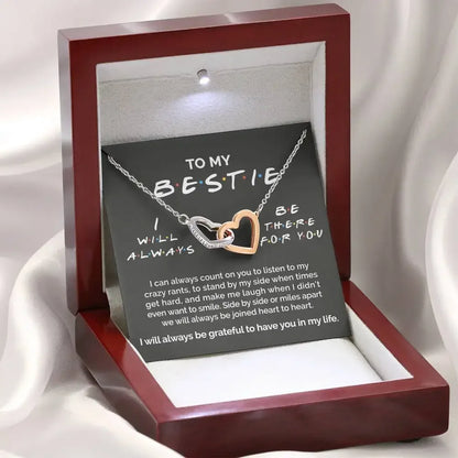 To My Bestie – Double Interlocked Heart Necklace
