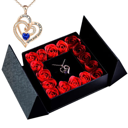 Elegant Pendant Necklace with Eternal Soap Rose Gift Box